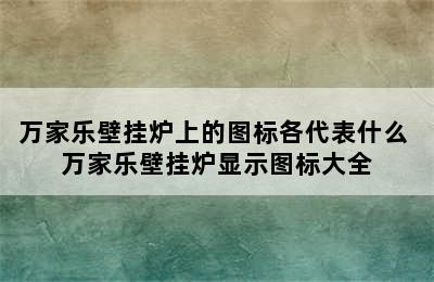 万家乐壁挂炉上的图标各代表什么 万家乐壁挂炉显示图标大全